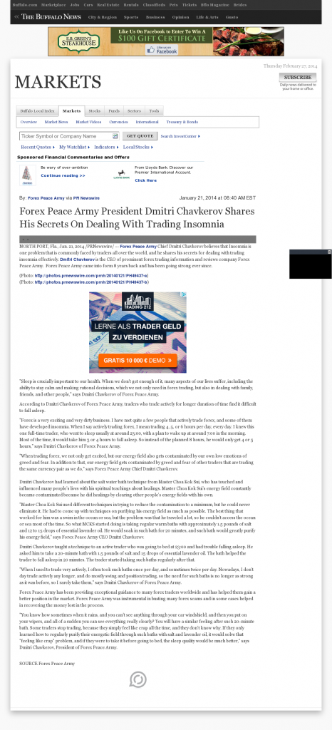 Forex Peace Army - Buffalo News (Buffalo, NY)- Traders Insomnia Help Method